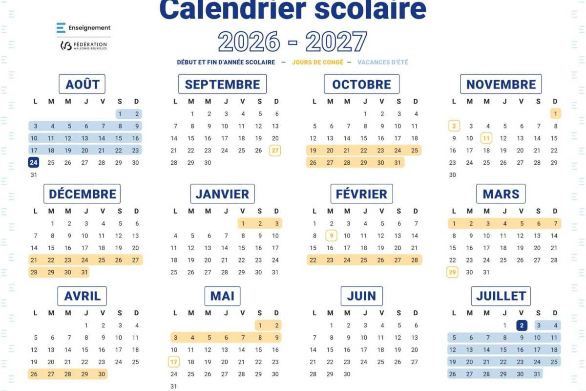 Calendrier scolaire 2026-2027