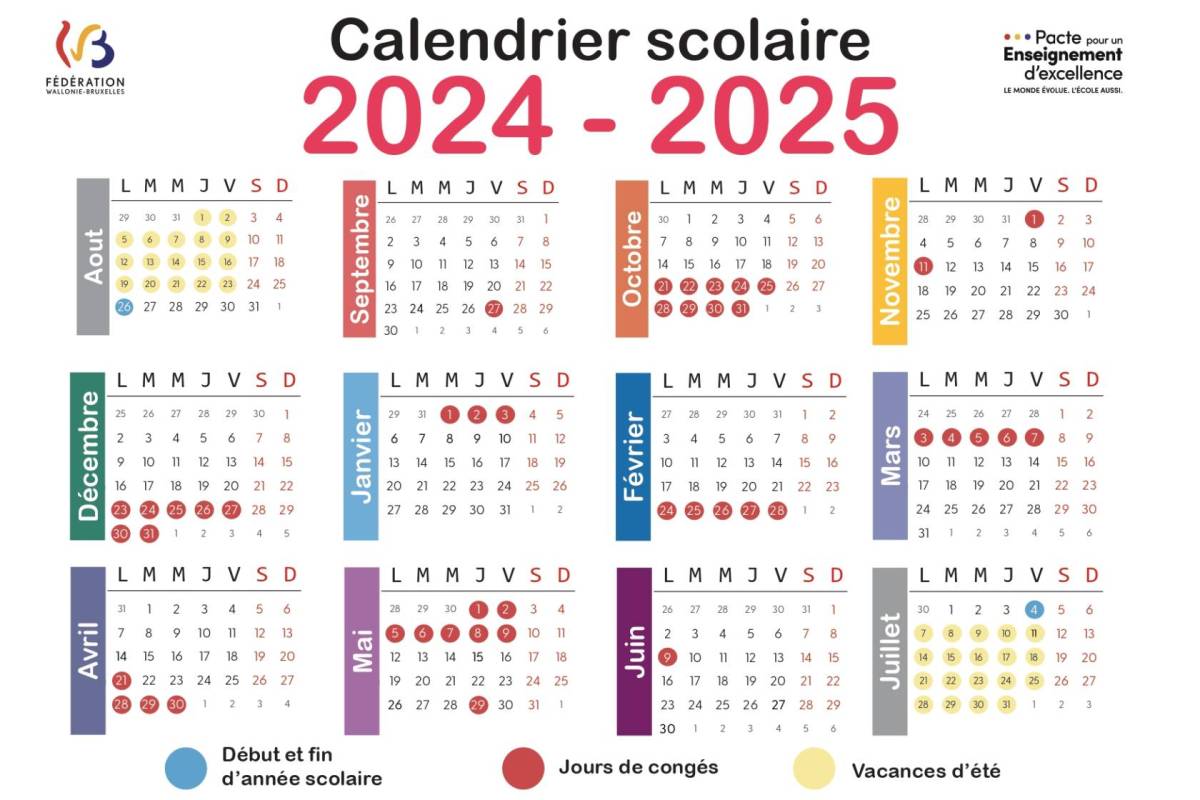 Calendrier scolaire 2024-2025